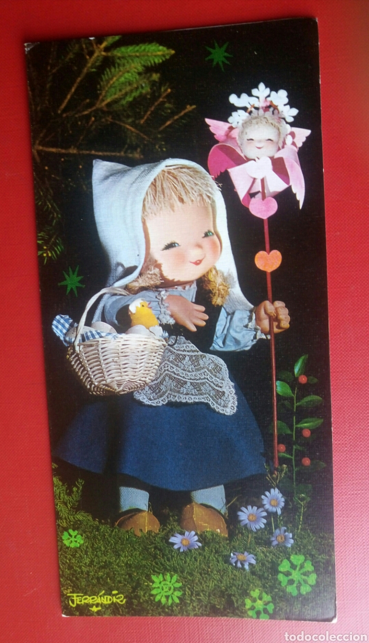 Postales: Bonita tarjeta diptico felicitacion navidad pastorcilla ferrandiz 1969 / 10 x 21 cm