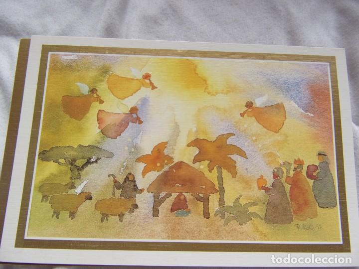 Postales: E 112  Adoraci&oacute;n del ni&ntilde;o Jes&uacute;s . De un original pintado con la boca