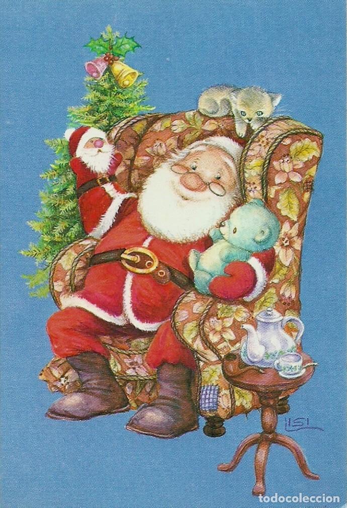 Postkarten: 2077P - LISI MARTIN -SANTA Y SUS JUGUETES- EDICIONES BUSQUETS 02.02.268.1 - DIPTICA 13X8,7 CM