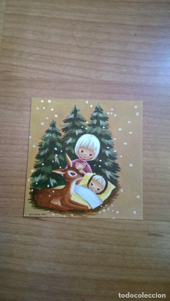 Postales: ANTIGUA POSTAL NAVIDE&Ntilde;A &laquo;NI&Ntilde;O JES&Uacute;S CON NI&Ntilde;O, CERVATILLO Y ABETOS&raquo; SERIE GOLDEN 584