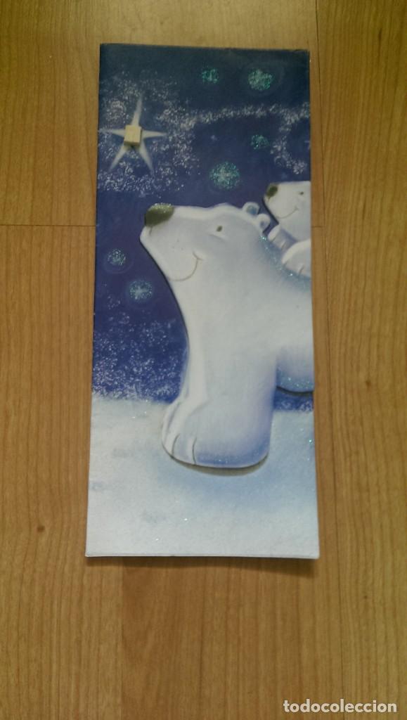 Cartes Postales: POSTAL NAVIDE&Ntilde;A &laquo;OSO POLAR SOBRE FONDO AZUL&raquo;