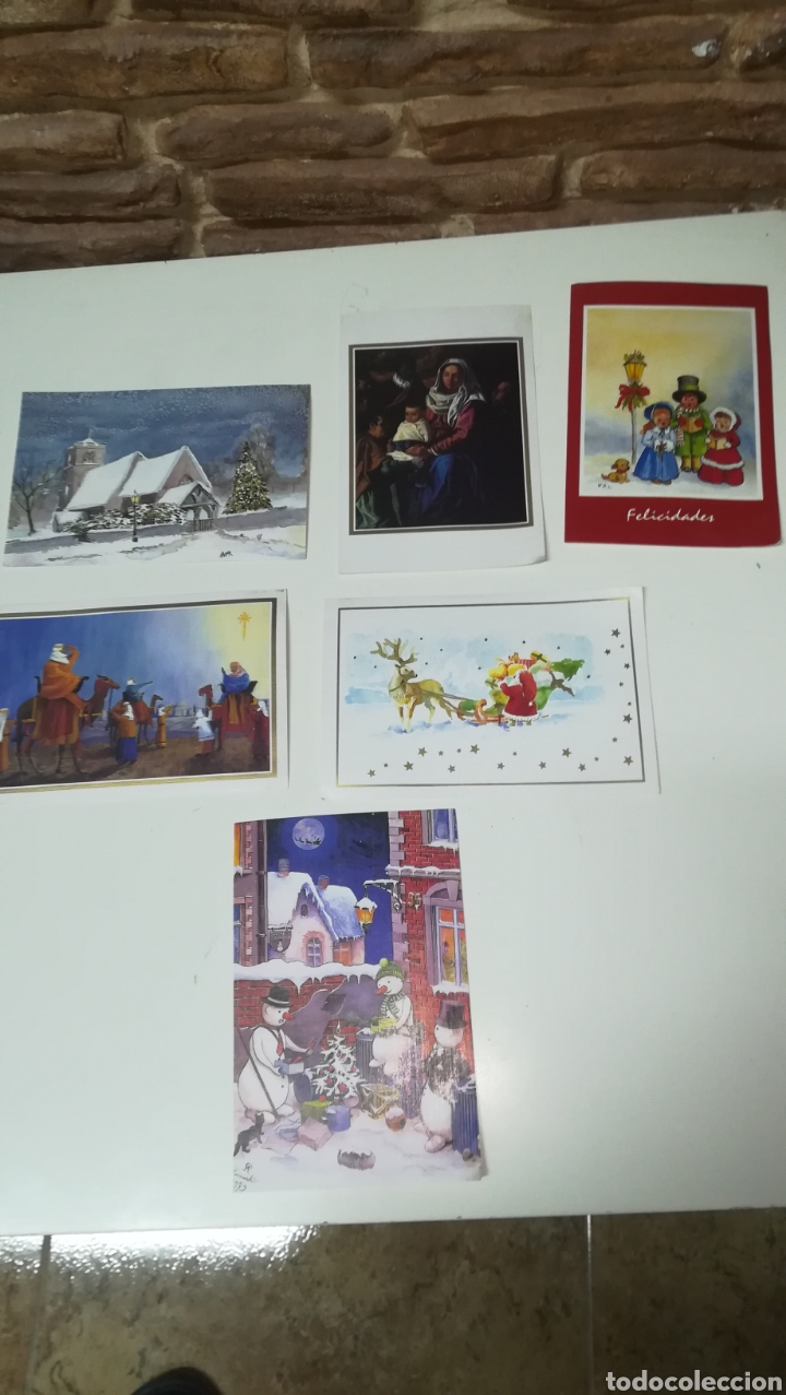 Postales: Lote de 6 postales navide&ntilde;as pintadas con la boca y con el pie - Foto 1