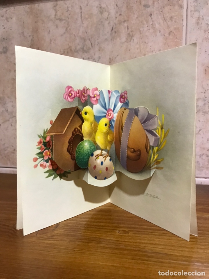Postcards: FELICITACI&Oacute;N NAVIDE&Ntilde;A. Tarjeta postal troquelada. Huevos de Pascua? Ilustra Lopez (h.1960?)