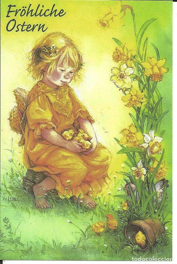 Postales: POSTAL NAVIDAD *LISI MARTIN* - NI&Ntilde;A CON LOS POLLITOS - 15X10 CM