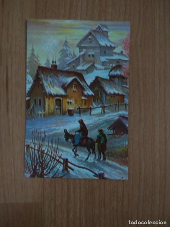 Postales: POSTAL NAVIDE&Ntilde;A &laquo;PUEBLO NEVADO Y DOS VIAJEROS EN CAMINO&raquo; SERIE 546/118-C