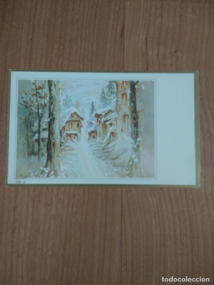 Postcards: POSTAL NAVIDE&Ntilde;A &laquo;PUEBLO NEVADO CON MARCO DORADO&raquo; 1987 SERIE 918/119-C