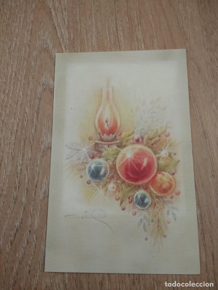 Postcards: ANTIGUA POSTAL NAVIDE&Ntilde;A &laquo;QUINQU&Eacute; Y BOLAS NAVIDE&Ntilde;AS&raquo; SERIE 10213-1