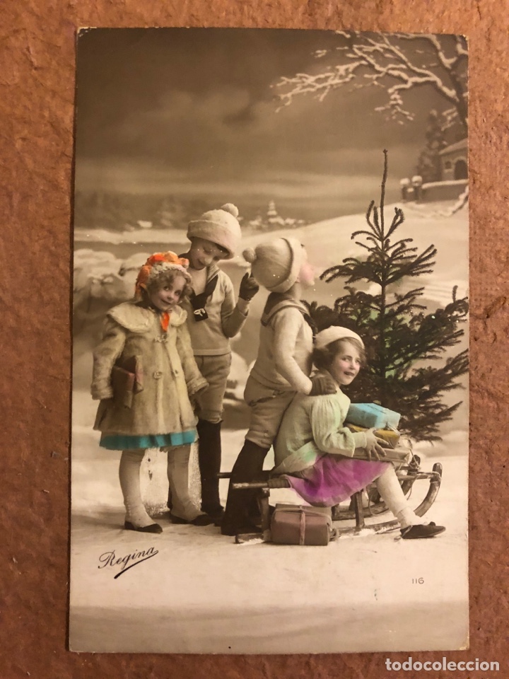 Postkarten: ANTIGUA TARJETA POSTAL NAVIDE&Ntilde;A COLOREADA. REGINA N&deg; 116. CIRCULADA EN 1914. 8,7 x 13,7 Cms.