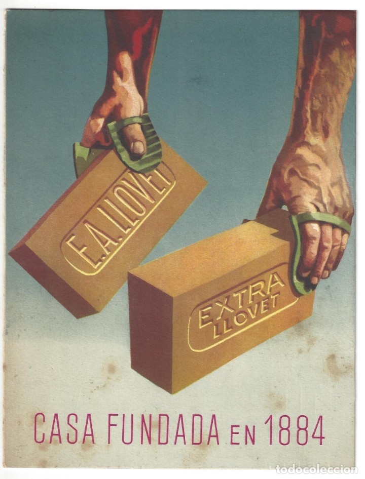 Postcards: TARJET&Oacute;N DE FELICES PASCUAS- HIJOS DE JOS&Eacute; LLOVET. PUBLICIDAD REFRACTARIOS LLOVET. BARCELONA- 1957