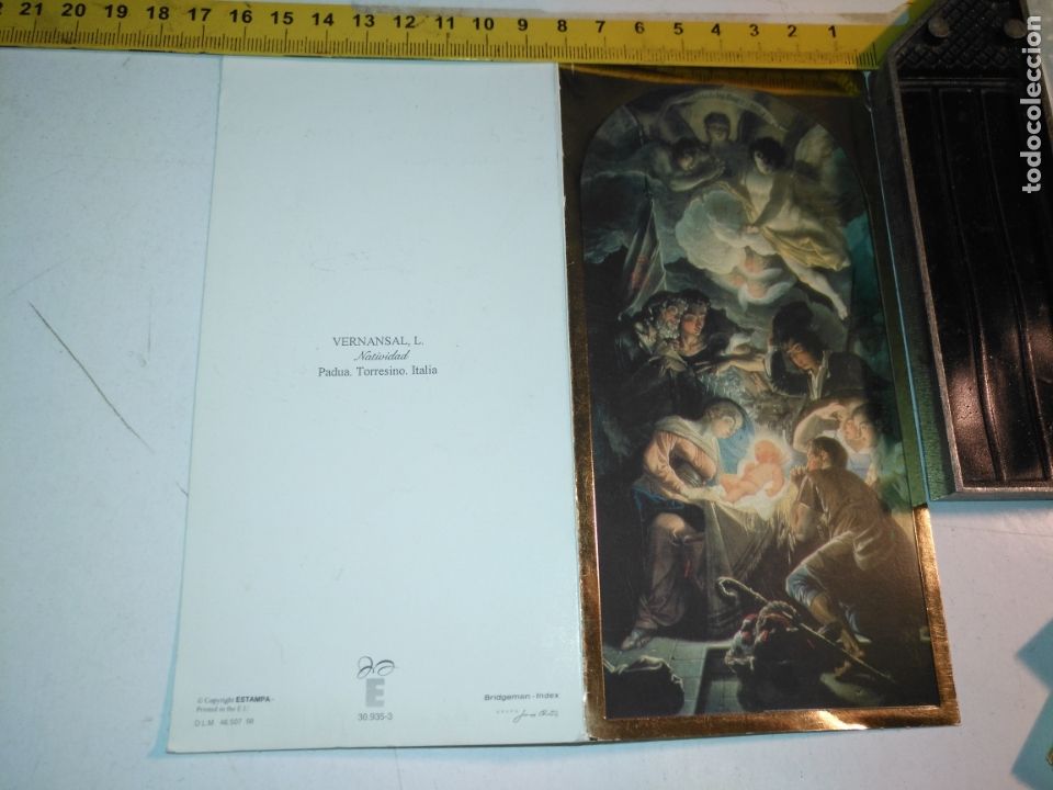 Cartes Postales: antigua felicitacion navidad navide&ntilde;a - diptico naciminto belen portal virgen ni&ntilde;o jesus