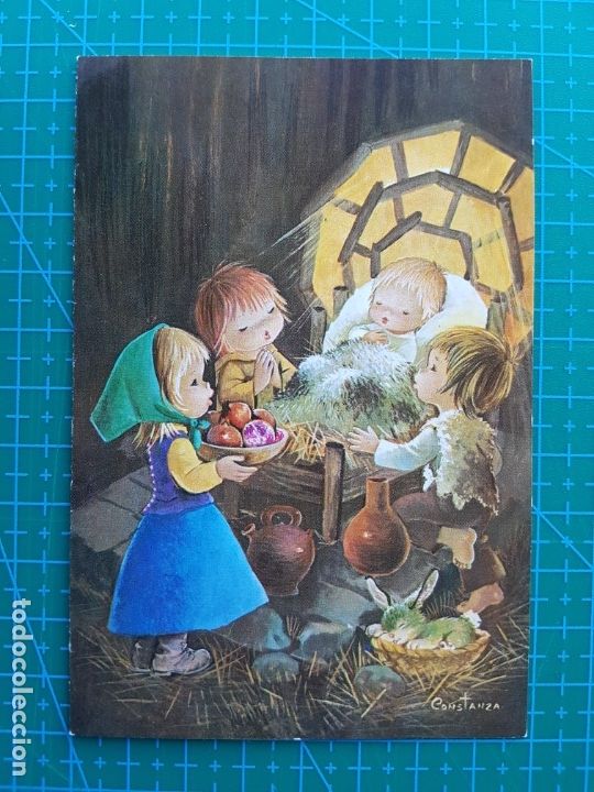 Postales: CYZ 1263/134 A&Ntilde;OS 80 OFRENDA NI&Ntilde;O JESUS. POSTAL DIPTICA. ILUSTRA CONI/CONSTANZA. ESCRITA