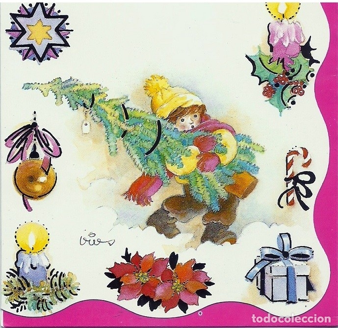 Cartoline: 0847H - VIVES- EDICROMO S. 9227.1 -TRIPTICA ,TROQUELADA 18,5X11 CM - BONITO DIBUJO INTERIOR