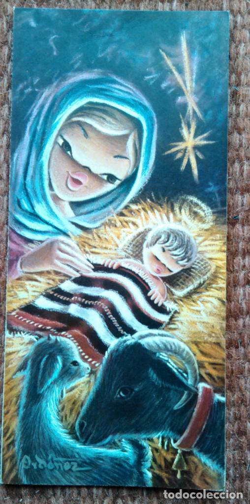Postales: TARJETA NAVIDAD ILUSTRACION ORDO&Ntilde;EZ 1965 - belen - nacimiento