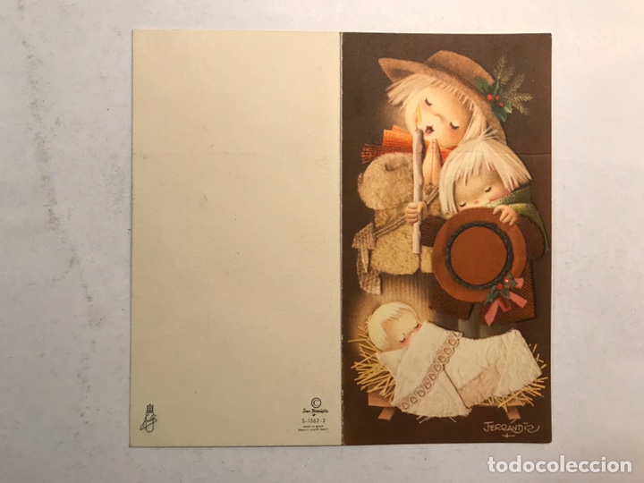 Cartoline: FELICITACI&Oacute;N NAVIDE&Ntilde;A. Pastorcillos S 1562. Ilustra Ferrandiz . Escrita (h.1960?)