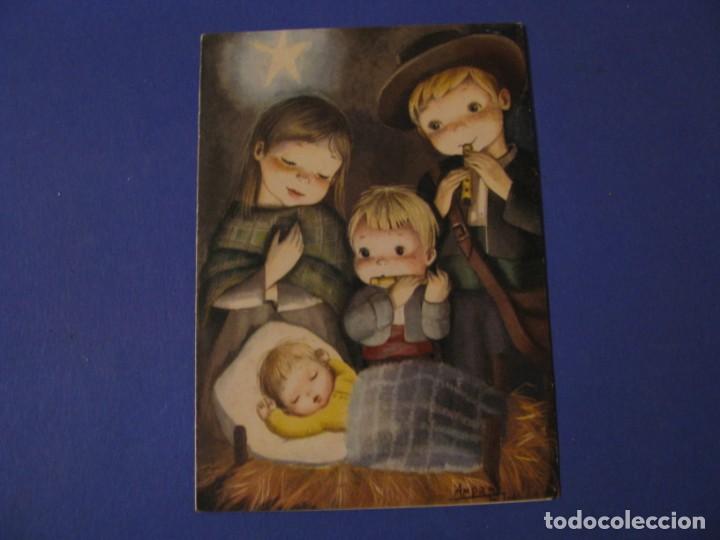 Postais: POSTAL DIPTICA DE NAVIDAD. IL. AMPARO. ED. SUBI. 10558/2. 1963. ESCRITA. 11X8 CM.