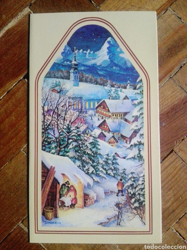 Postcards: Felicitaci&oacute;n navide&ntilde;a - La Santa noche-Original pintado con la boca-A&ntilde;os 90-Pedido m&iacute;nimo 3&euro;