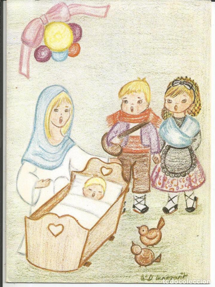 Postkarten: FELICITACION NAVIDAD *M&ordf; D. MARGARIT* - LA VIRGEN Y LOS NI&Ntilde;OS - DIPTICA, 16X12 CM - A&Ntilde;O 1982