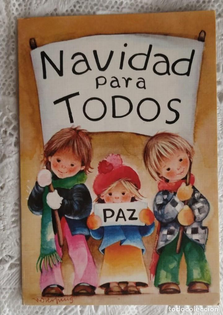 Cartoline: 0977C -ROSER PUIG - NAVIDAD PARA TODOS- EDICIONES SABADELL -BETLEM 02.02.101.3 - DIPTICA 13X9 CM