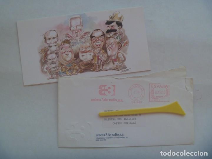 Postkarten: CURIOSA TARJETA FELICITACION DE ANTENA 3 RADIO CON FIRMA DE LOCUTORES, CON SOBRE. 1992