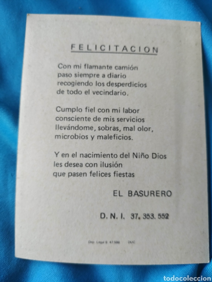 Postales: Targeta o Postal Navidad navide&ntilde;a El Basurero - Foto 2