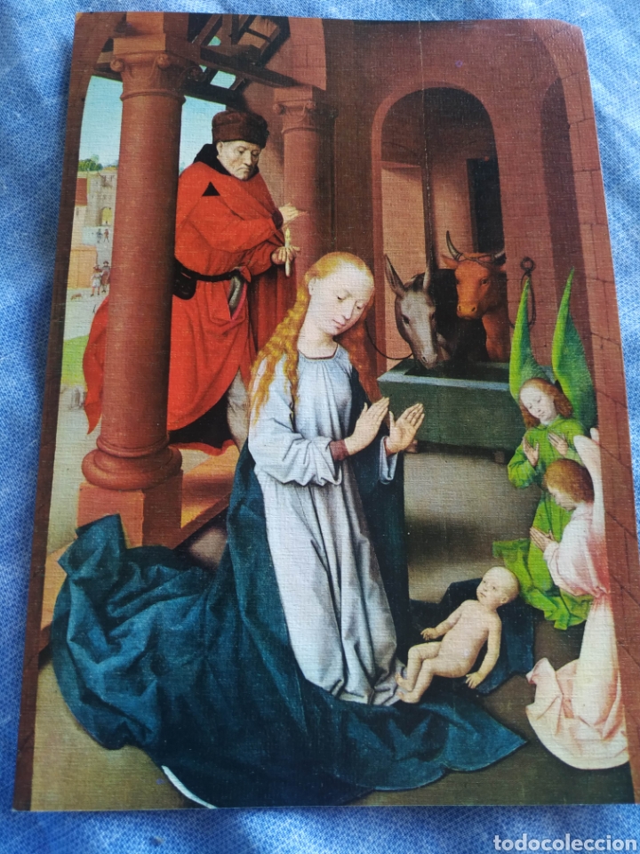 Postais: Postal Navidad targeta felicitacion navide&ntilde;a. escrita. La Natividad Maestro Flemalle El Prado.