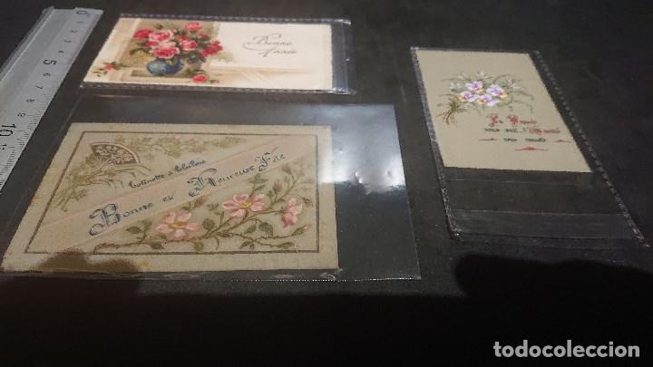 Postcards: LOTE DE 3 FELICITACIONES ANTIGUAS DE FLORES EN FRANCES , LEER DESCRIPCION