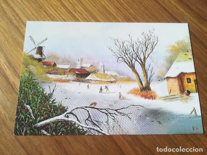 Postales: POSTAL NAVIDE&Ntilde;A - N&ordm; 014 - ASOCIACION DE PINTORES CON LA BOCA Y CON EL PIE - EN EL LAGO HELADO