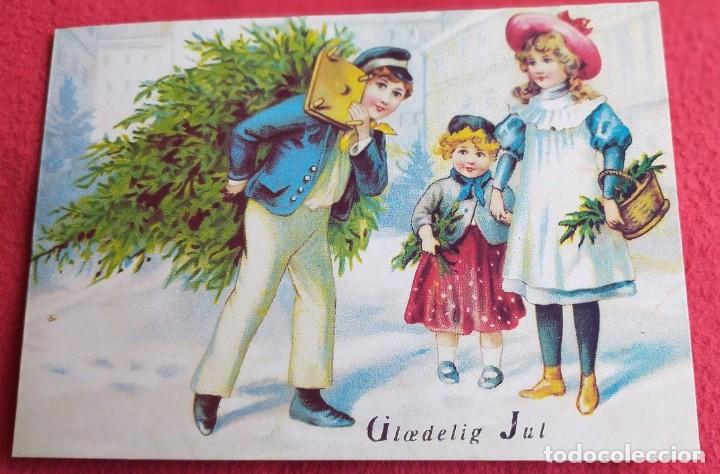 Cartes Postales: Tarjeta Navidad A&ntilde;os 60 Dinamarca &ldquo;Glaedeling Jul&rdquo; Alegr&iacute;a navide&ntilde;a