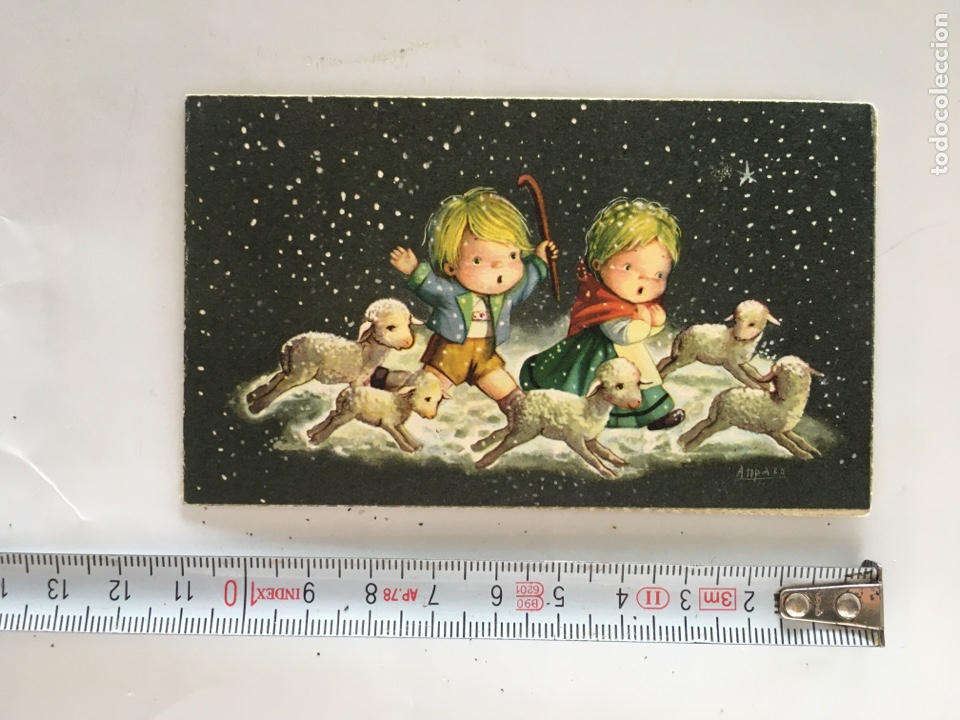 Postales: FELICITACI&Oacute;N NAVIDAD. DIPTICO. ILUSTRACI&Oacute;N AMPARO. SUB&Iacute;. A&Ntilde;O 1961?.