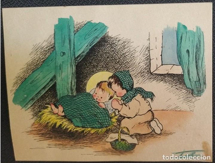 Postais: 6076B - PRECIOSA Y ANTIGUA FELICITACI&Oacute;N NAVIDE&Ntilde;A - DIPTICA 16X12,3 CM- 1959 - ILUSTRA TOL