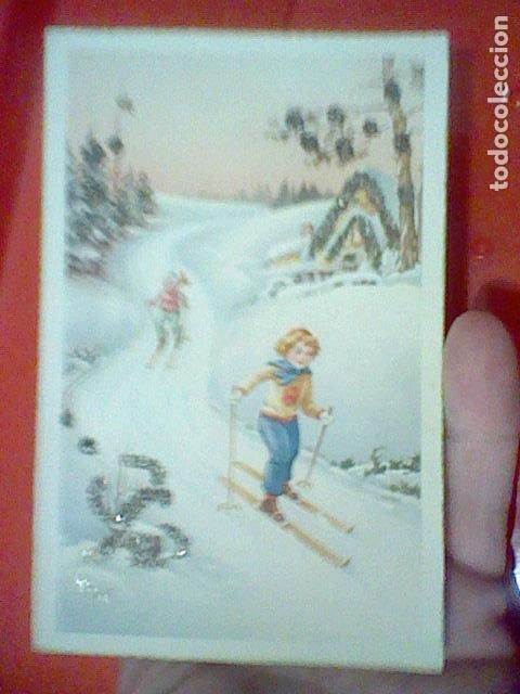 Postales: MUCHACHAS ESQUI NAVIDAD TARJETA FELICITACION S/C ED CYZ 13,7 X 8,7 CMS APROX