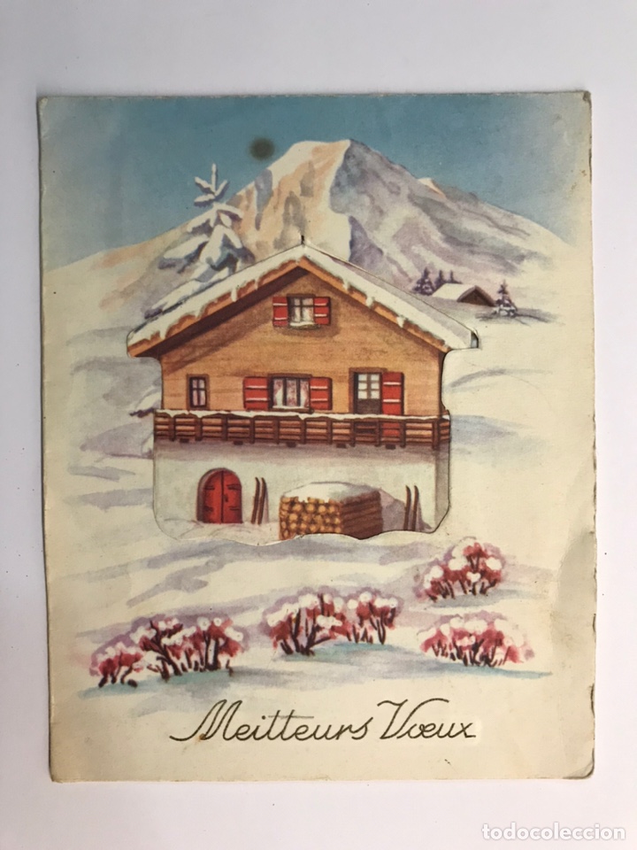 Postales: FELICITACI&Oacute;N NAVIDE&Ntilde;A - MEITTEURS VOEUX , Troquelada, Estaci&oacute;n de Esqu&iacute; .., Made in France