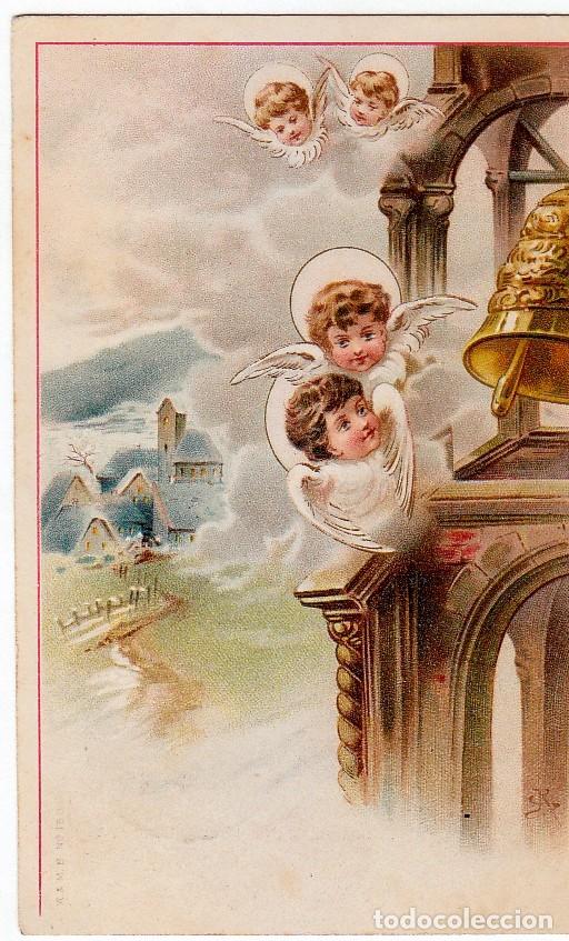 Postais: Bonita y antigua postal. Angelitos de la campana. Circulada 1918 pt