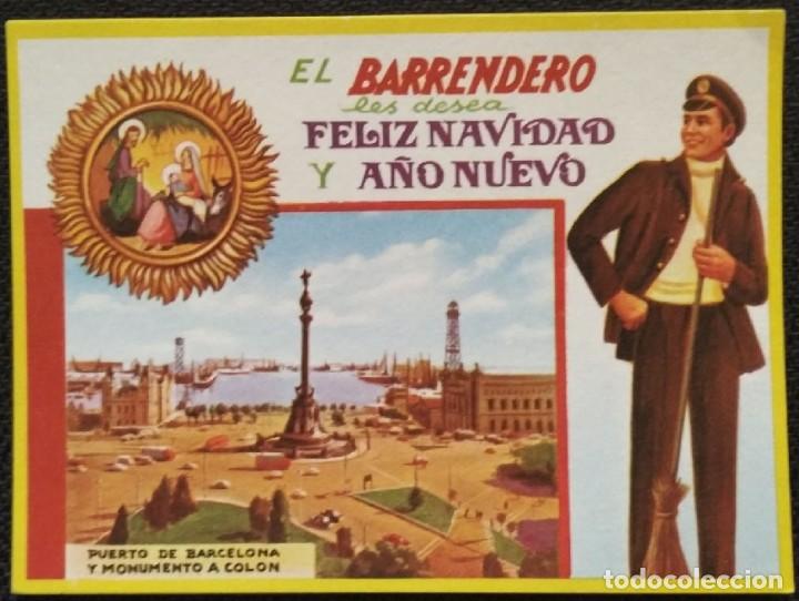 Postales: 2024V - EL BARRENDEROLES DESEA FELIZ NAVIDAD -(1974) PUERTO DE BCN Y MONUMENTO A COL&Oacute;N - 11X8 CM