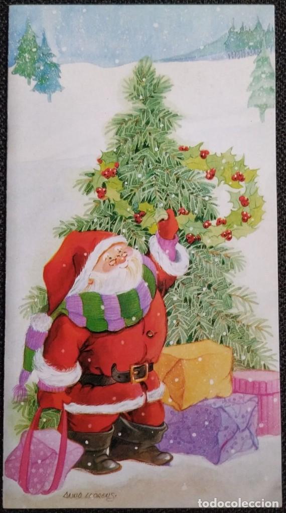 Postales: 0795P - ANNA LLORENS - PAPA NOEL CORONANDO DE REGALOS - SERIE 6637.2 - DIPTICA 15,5X8,3 CM