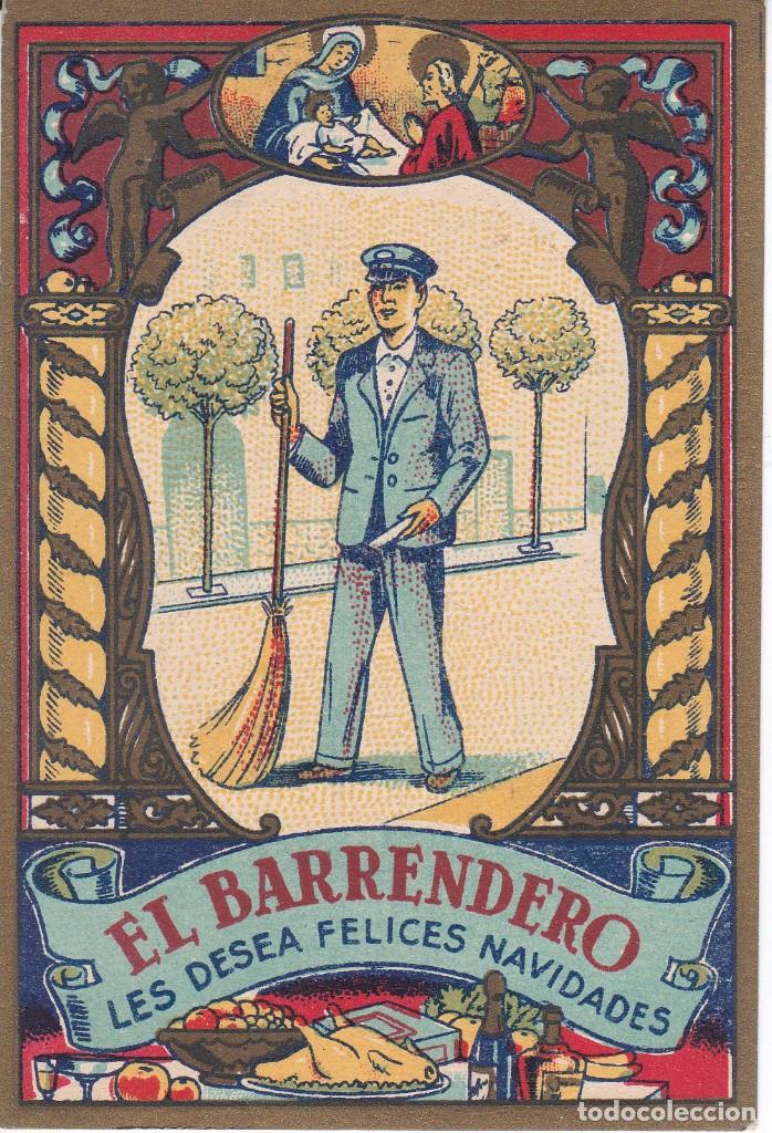 Postales: POSTAL DE FELICITACION DE EL BARRENDERO LES DESEA FELICES NAVIDADES (NAVIDAD-CHRISTMAS)