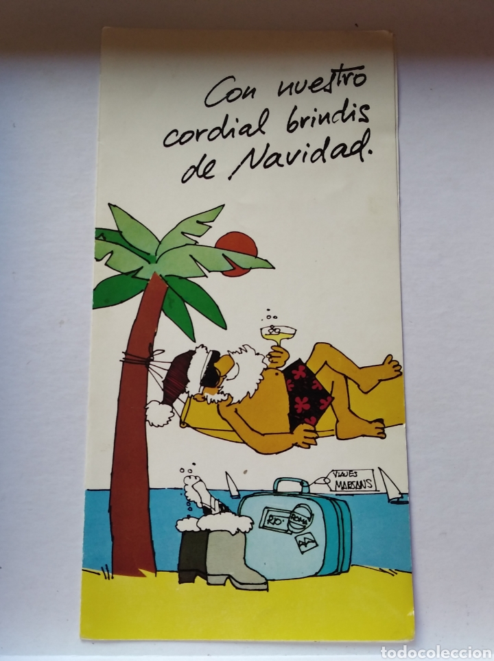 Postales: tarjeta diptico felicitaci&oacute;n navidad papa Noel viajes marsans 1976 no escrita / 11 x 22 cm