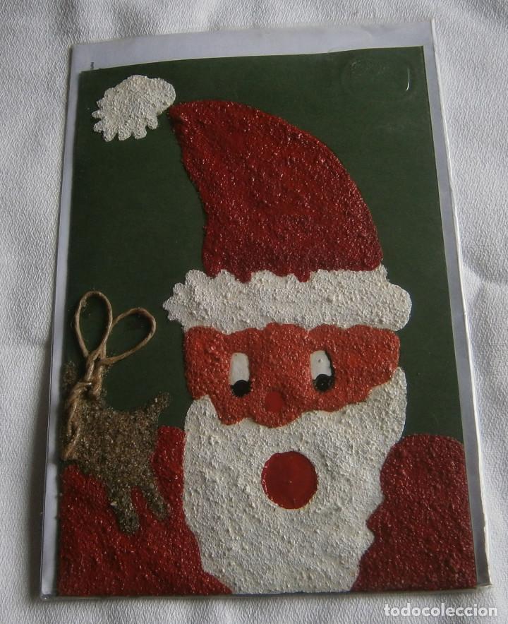 Postales: postal-felicitacion de Navidad + sobre nueva hecha con arena