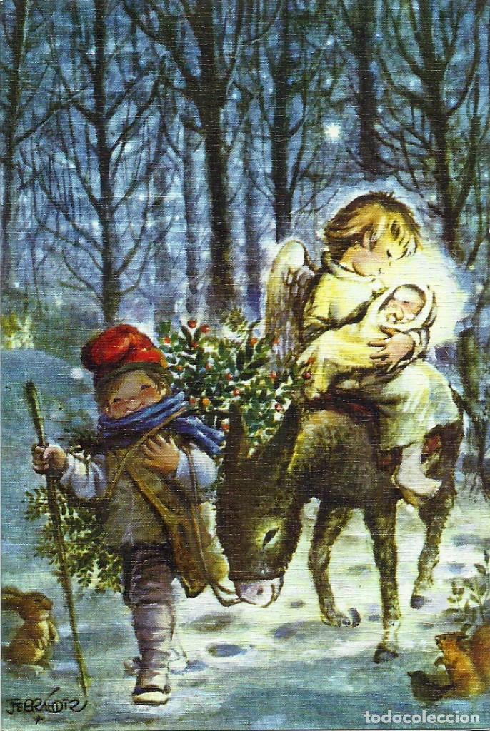 Postais: 0811L -FERR&Aacute;NDIZ -&Aacute;NGEL CUIDANDO AL NI&Ntilde;O-SUBI SERIE A.1768.1 - DIPTICA 14X9,5CM -SIN SE&Ntilde;ALES DE USO
