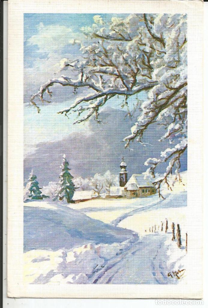 Postales: FELICITACION NAVIDAD ARTIS MUTI- *CAMPA&Ntilde;A EN LA NIEVE*, DIPTICA, A&Ntilde;O 1974