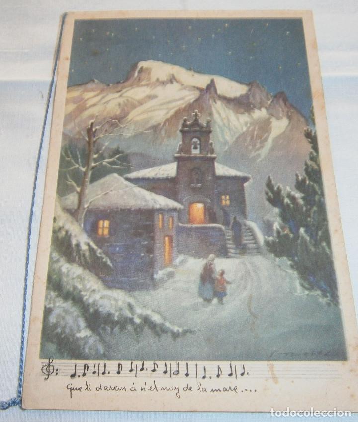 Postales: postal de navidad de los a&ntilde;os 50 contiene escrito en el interior