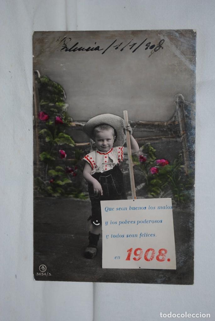 Postales: ANTIGUA POSTAL DE FELICITACION 1908