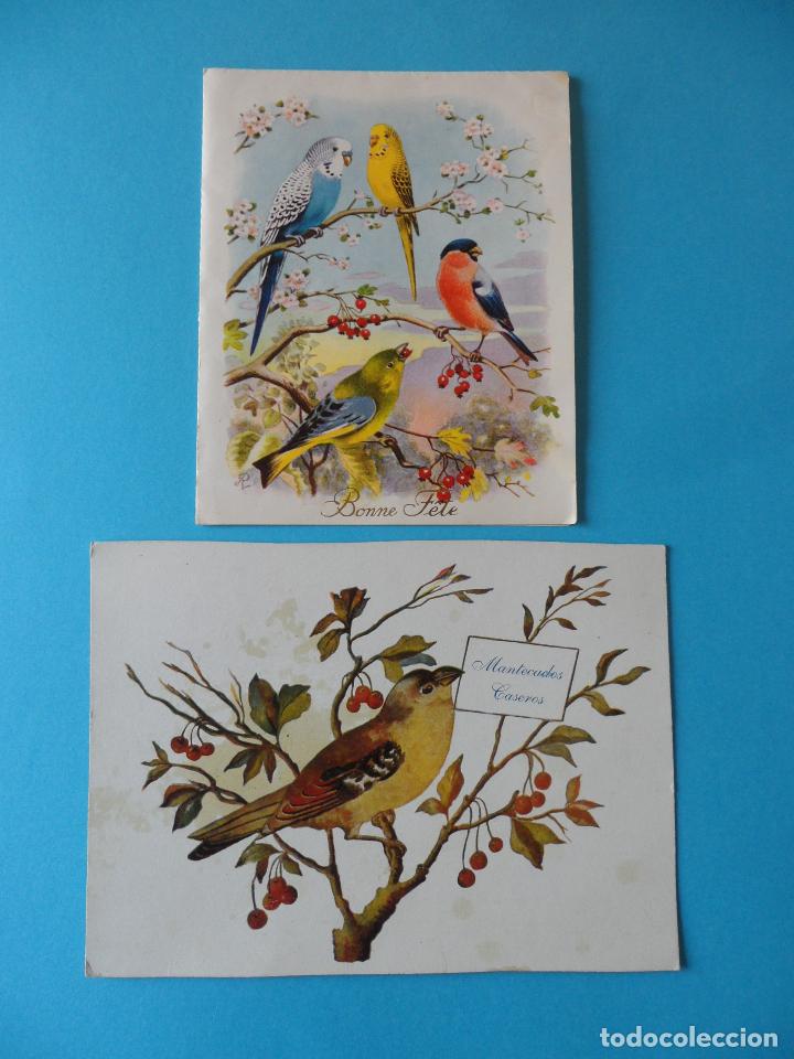 Postais: Antiguas Postales de Navidad de Aves - Bonne F&eacute;te y Mantecados Caseros