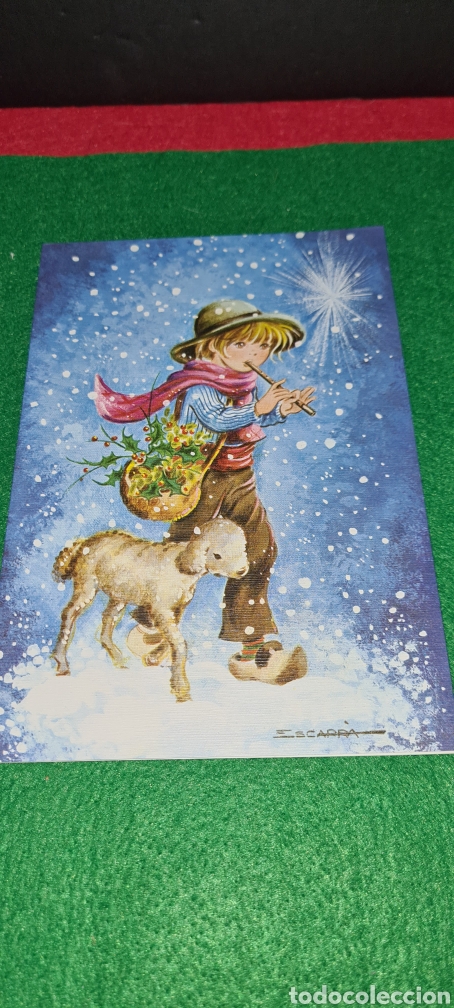 Cartoline: Preciosa postal de Navidad. Escarr&agrave;. Diptico. Sin escribir.