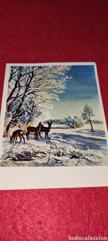 Postcards: Preciosa postal de Navidad. Ciervos. Diptico. Artis Muti.