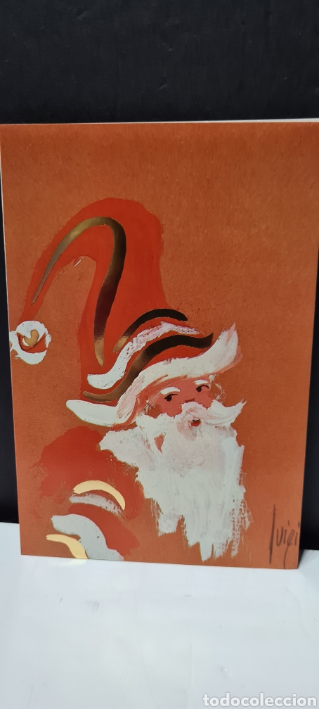 Postales: Preciosa postal de Navidad de Santa Claus. Diptico. Sin escribir. Con sobre. Luigi