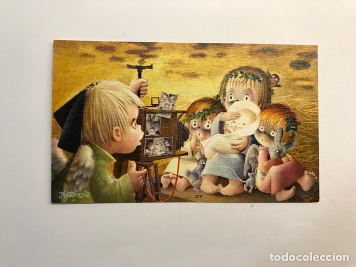 Cartoline: FELICITACI&Oacute;N NAVIDE&Ntilde;A Diptico Ilustra FERRANDIZ Pastorcito Fot&oacute;grafo.. Edic.., SUBI (h.1970?)