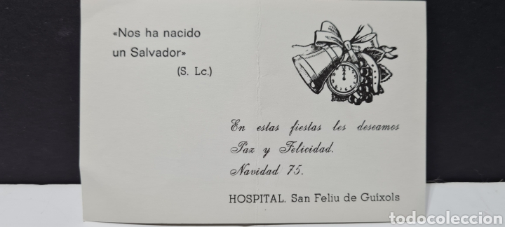 Postais: Preciosa postal de Navidad. Hospital Sant Feliu de Gu&iacute;xols . 1975. Escrita
