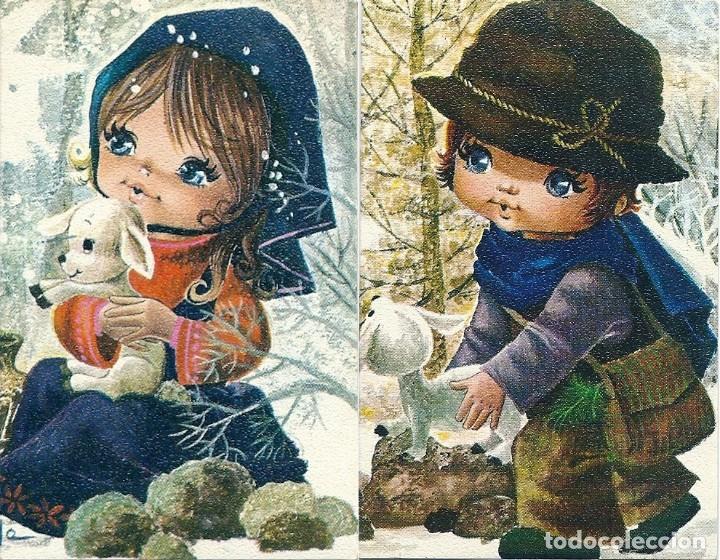 Postkarten: 0854D - EDICIONES EUROCROMO SERIE 7044.1 Y 7044.2 DIPTICAS - 9,8X6,2 CM - ILUSTRA GALLARDA