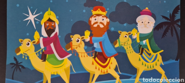 Postkarten: Preciosa postal de Navidad. Reyes Magos. Diptico. Sin escribir